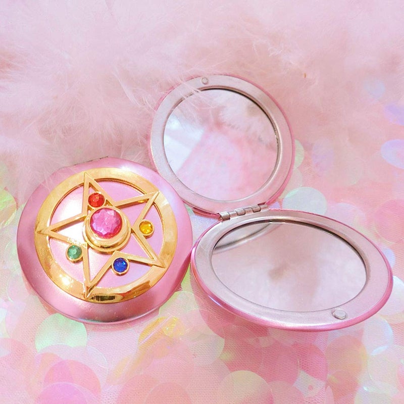 SHOWLOUE Makeup Compact Mirrors, Personal Makeup Mirror Portable Travel Handheld Foldable Double Sided Mirror - Image 1